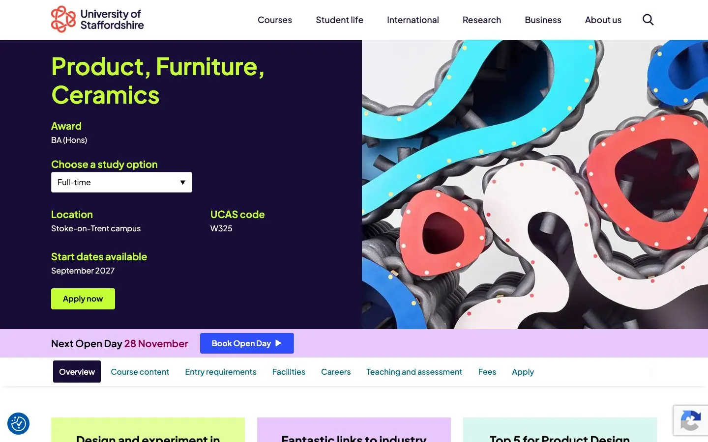 Le site de University of Staffordshire – Design