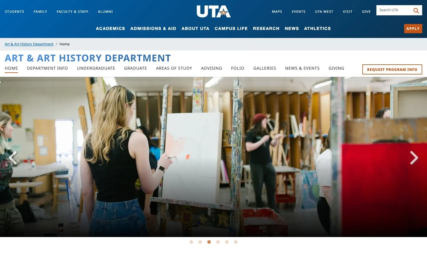 The website of University of Texas at Arlington – Department of Art and Art History