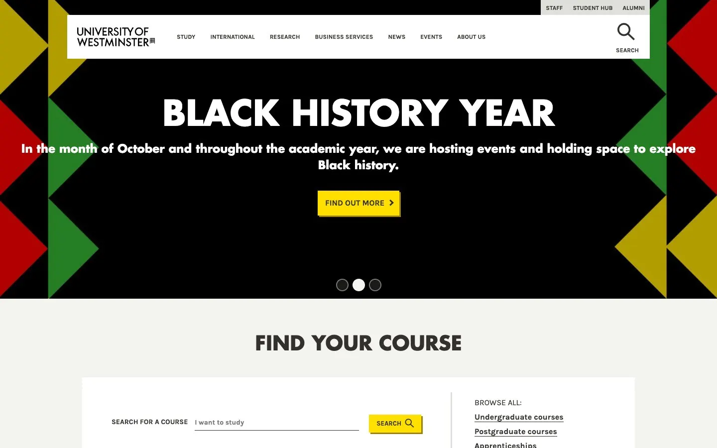 The website of University of Westminster – Fashion