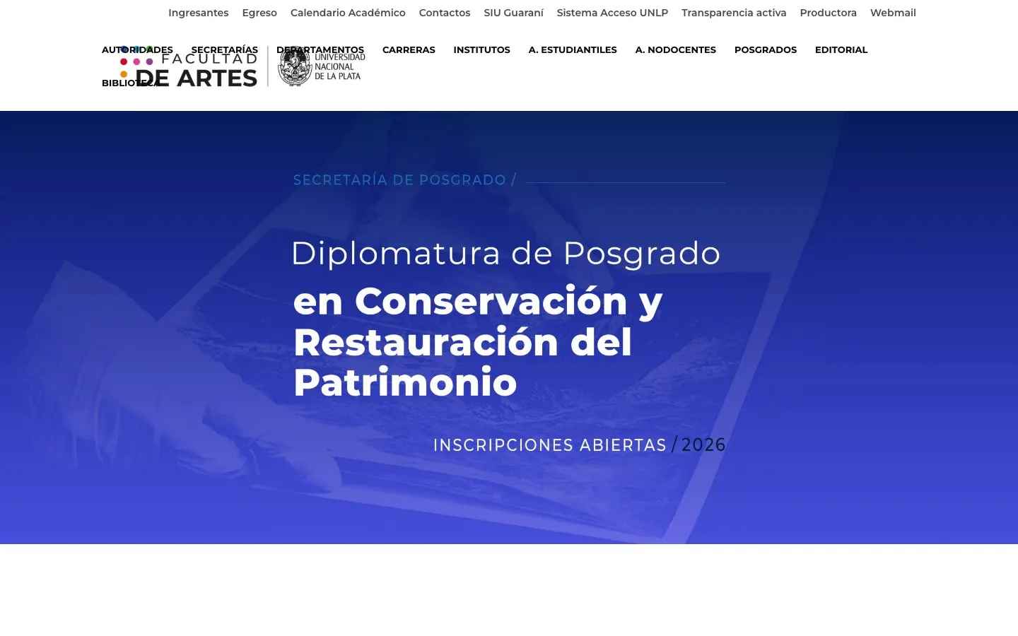 The website of UNLP – Facultad de Artes