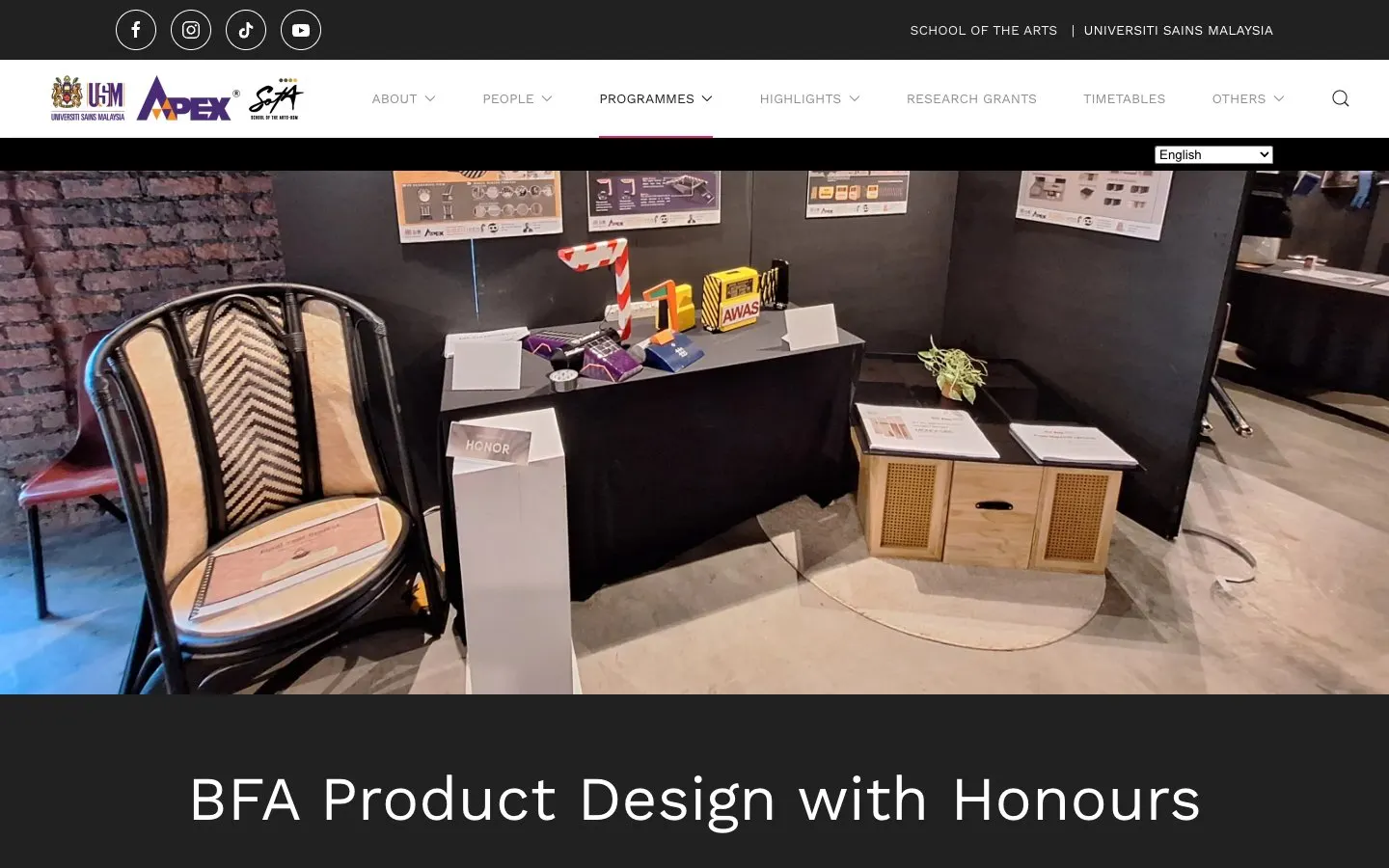 The website of USM School of the Arts – Product Design