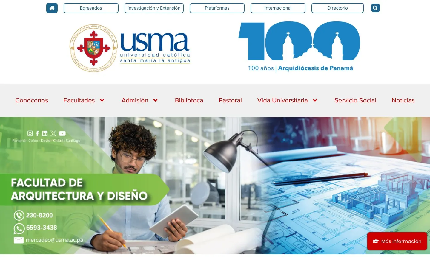 The website of USMA – Diseño y Mercadeo de Modas