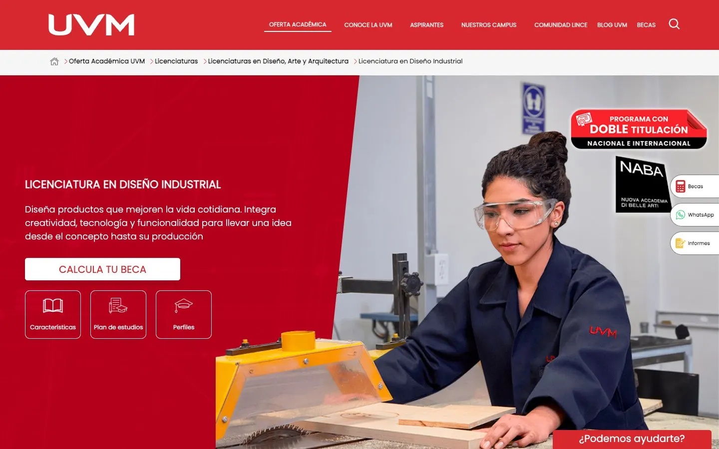 Il sito di UVM – Diseño Industrial