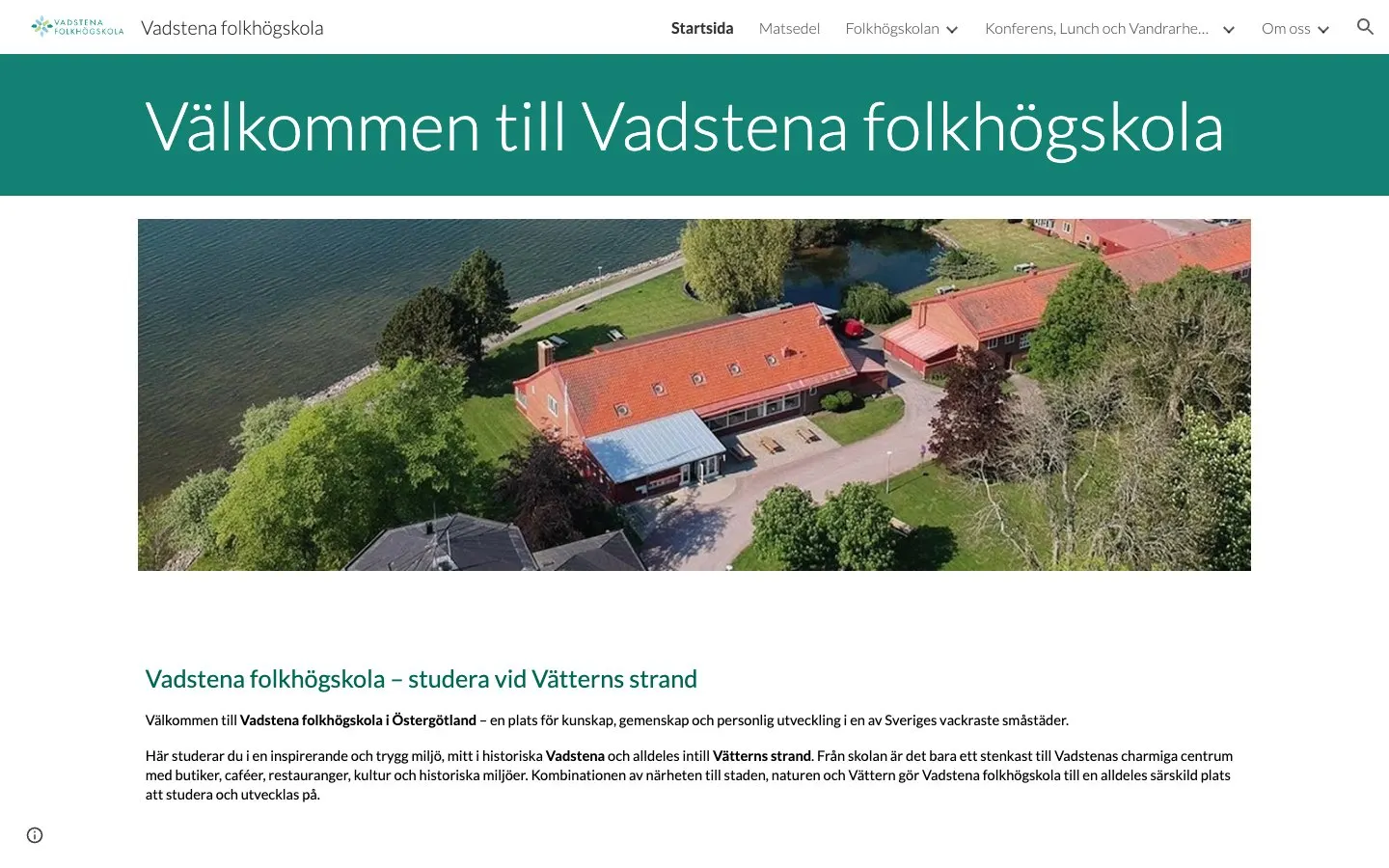 The website of Vadstena folkhögskola