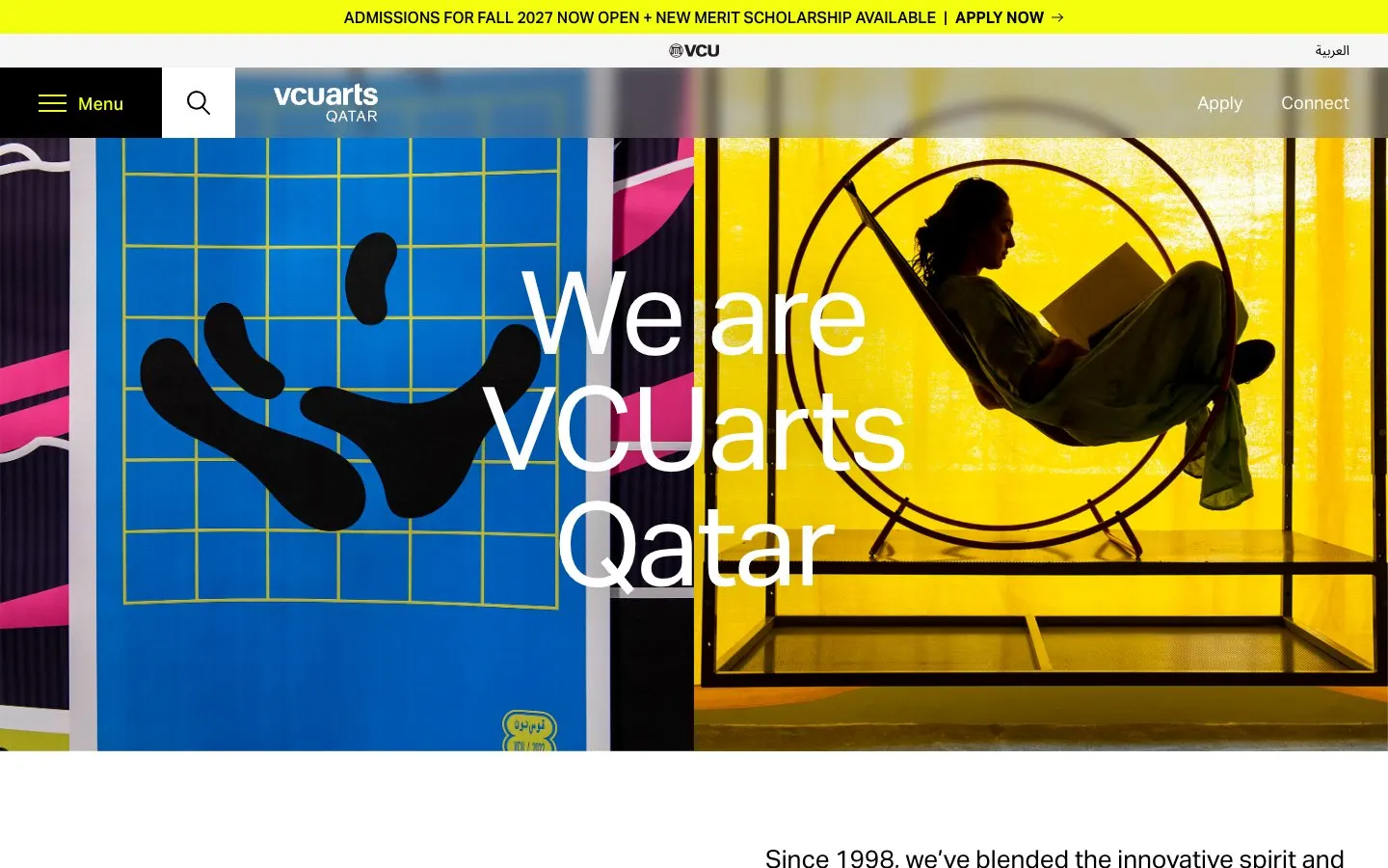 Die Website von VCUarts Qatar
