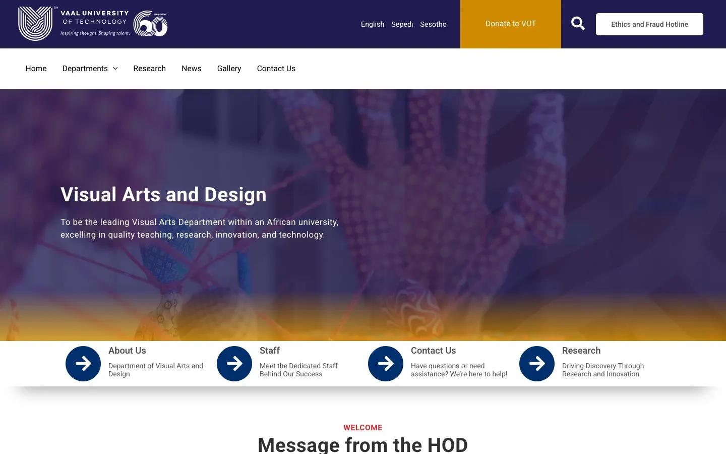 The website of VUT Department of Visual Arts and Design