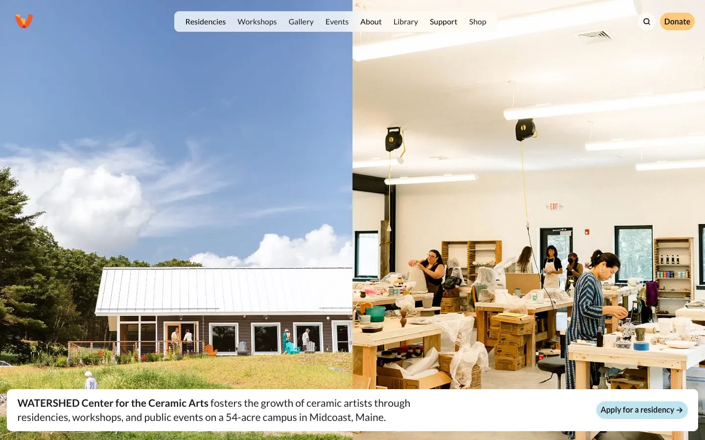 Le site de Watershed Center for the Ceramic Arts