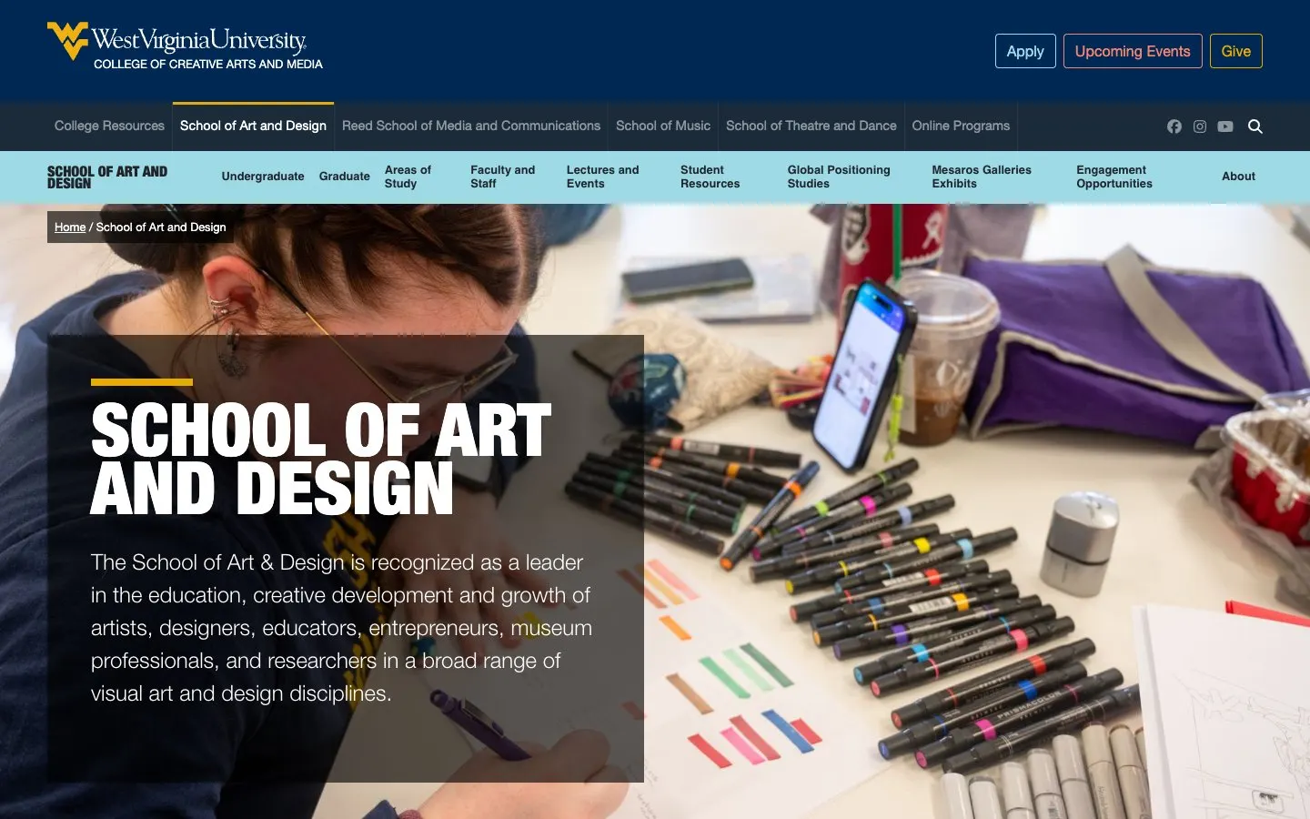 The website of West Virginia University – School of Art and Design