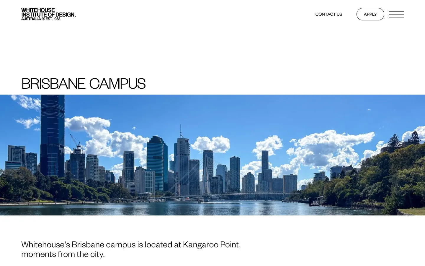 Die Website von Whitehouse Institute of Design – Brisbane