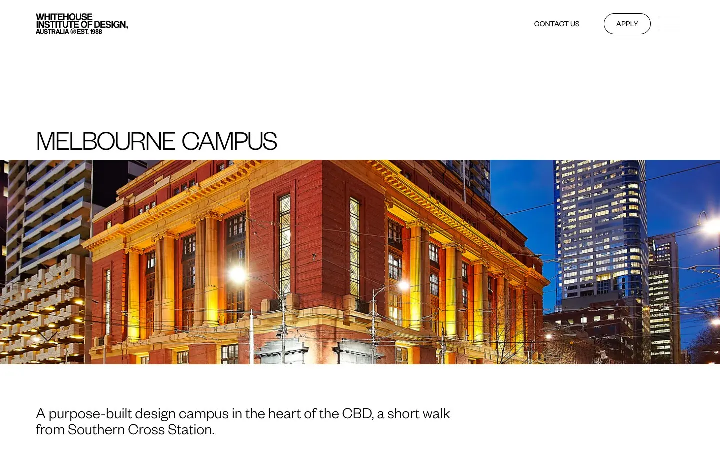 The website of Whitehouse Institute of Design – Melbourne