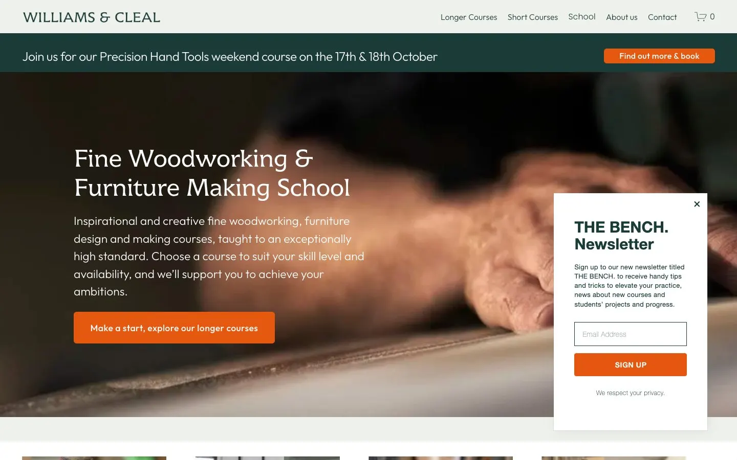 Il sito di Williams & Cleal Furniture School