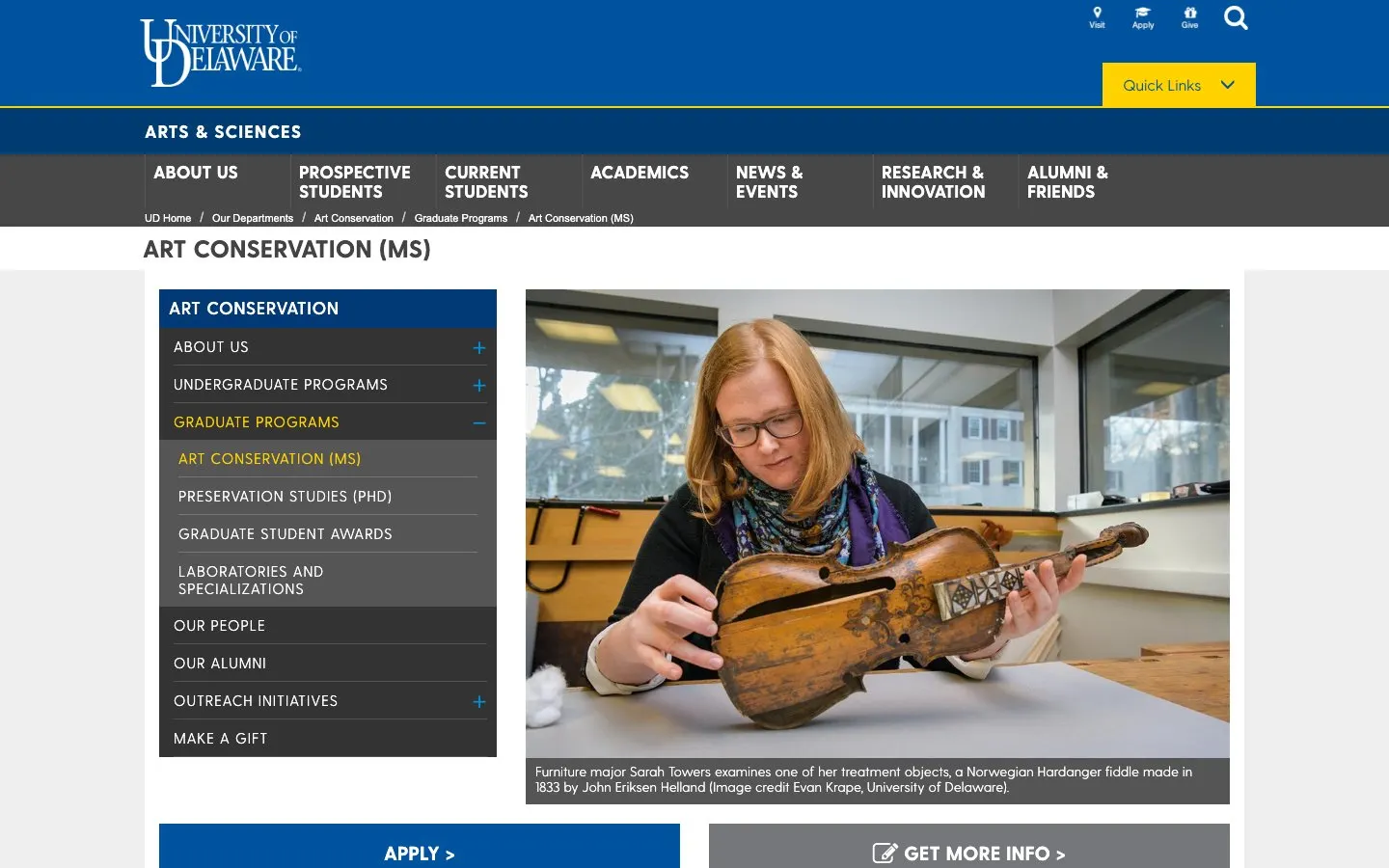 The website of Winterthur/University of Delaware Program in Art Conservation (WUDPAC)