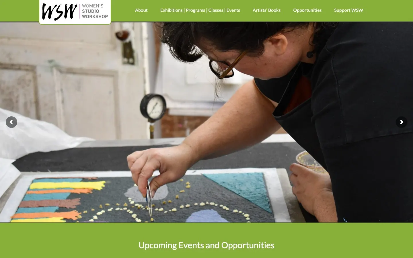 الموقع الإلكتروني لـ Women's Studio Workshop