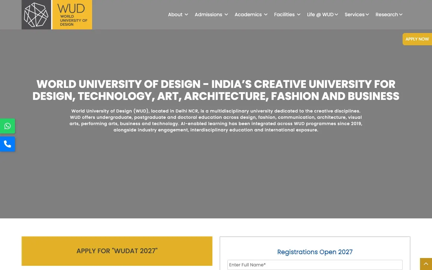 Die Website von World University of Design