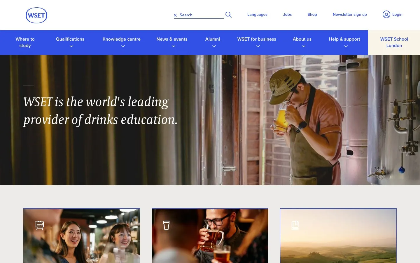 The website of WSET