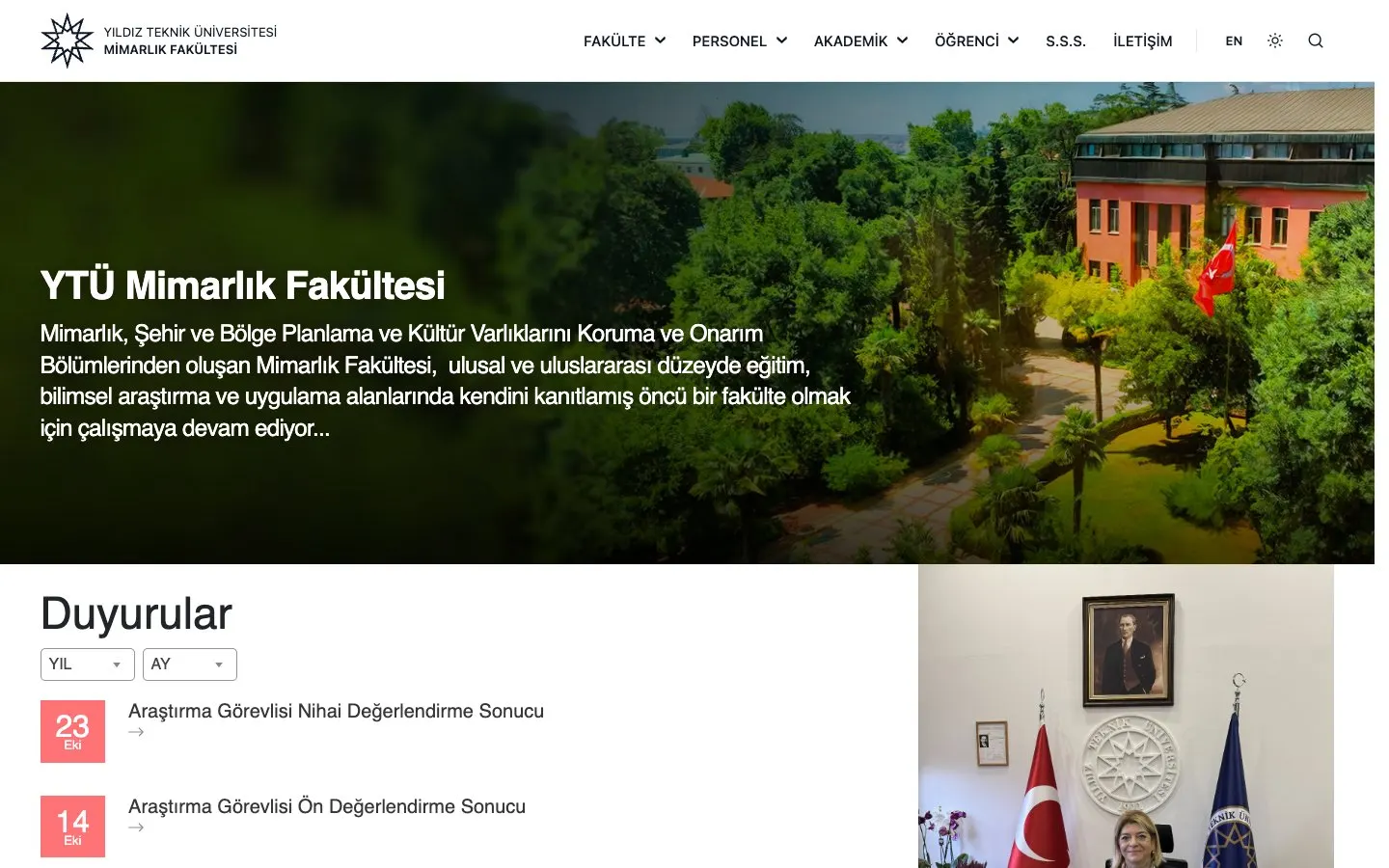 الموقع الإلكتروني لـ Yıldız Teknik Üniversitesi – Mimarlık Fakültesi